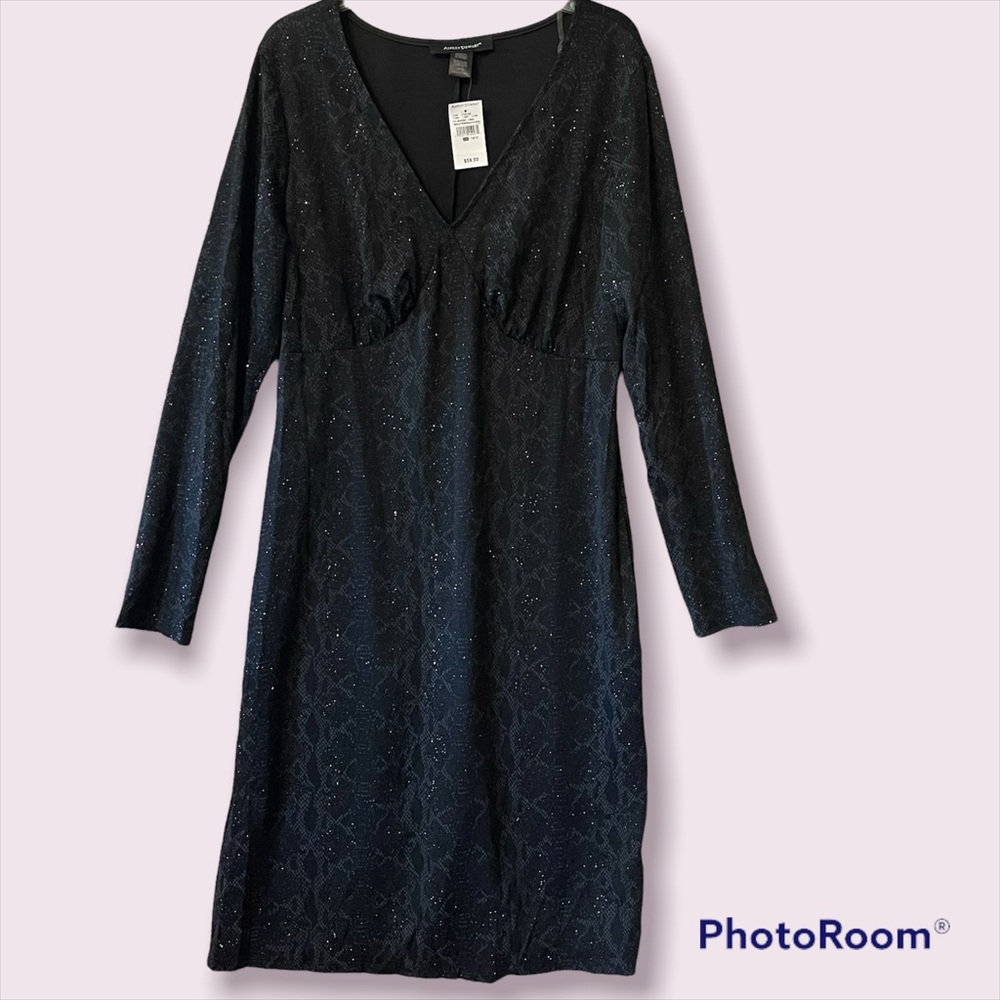 Snakeskin Glitter Black Dress